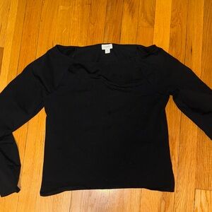 JCrew Boatneck Black Long Sleeve Top